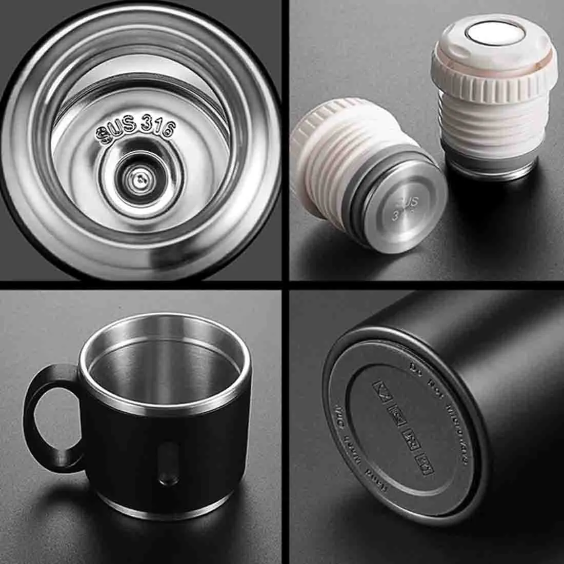 Custom Thermos With Cup Lid 3 Cups Gift Box Set for Travel Outdoor Camping - Add Name