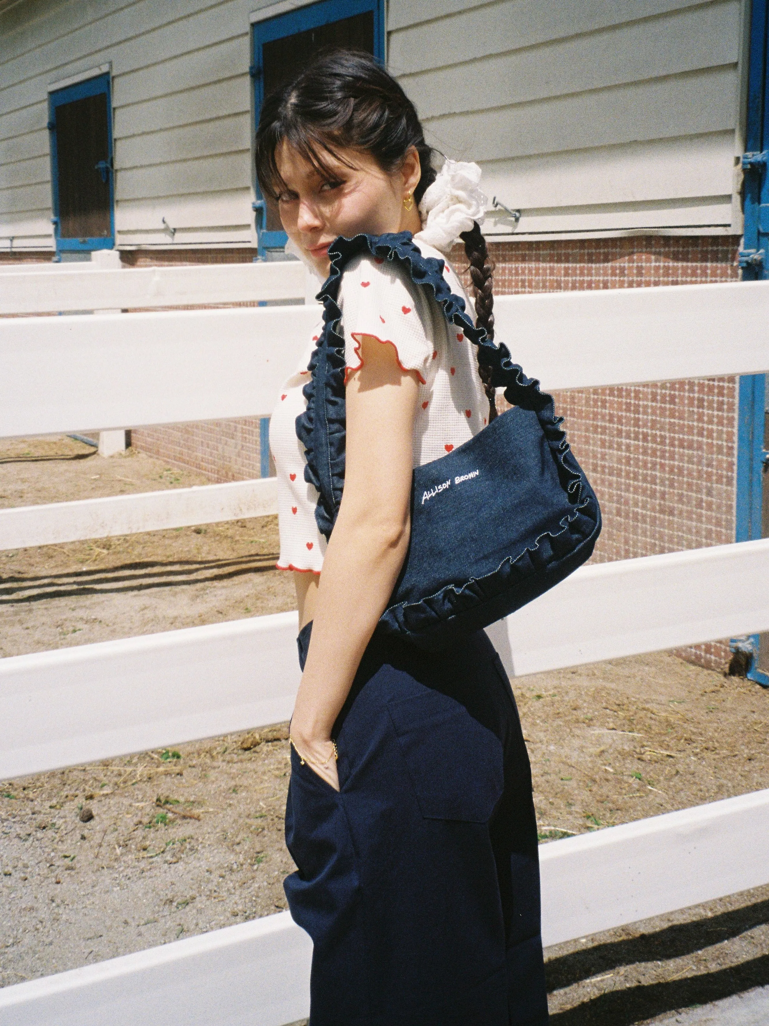 Cutesy Frill Denim Bag