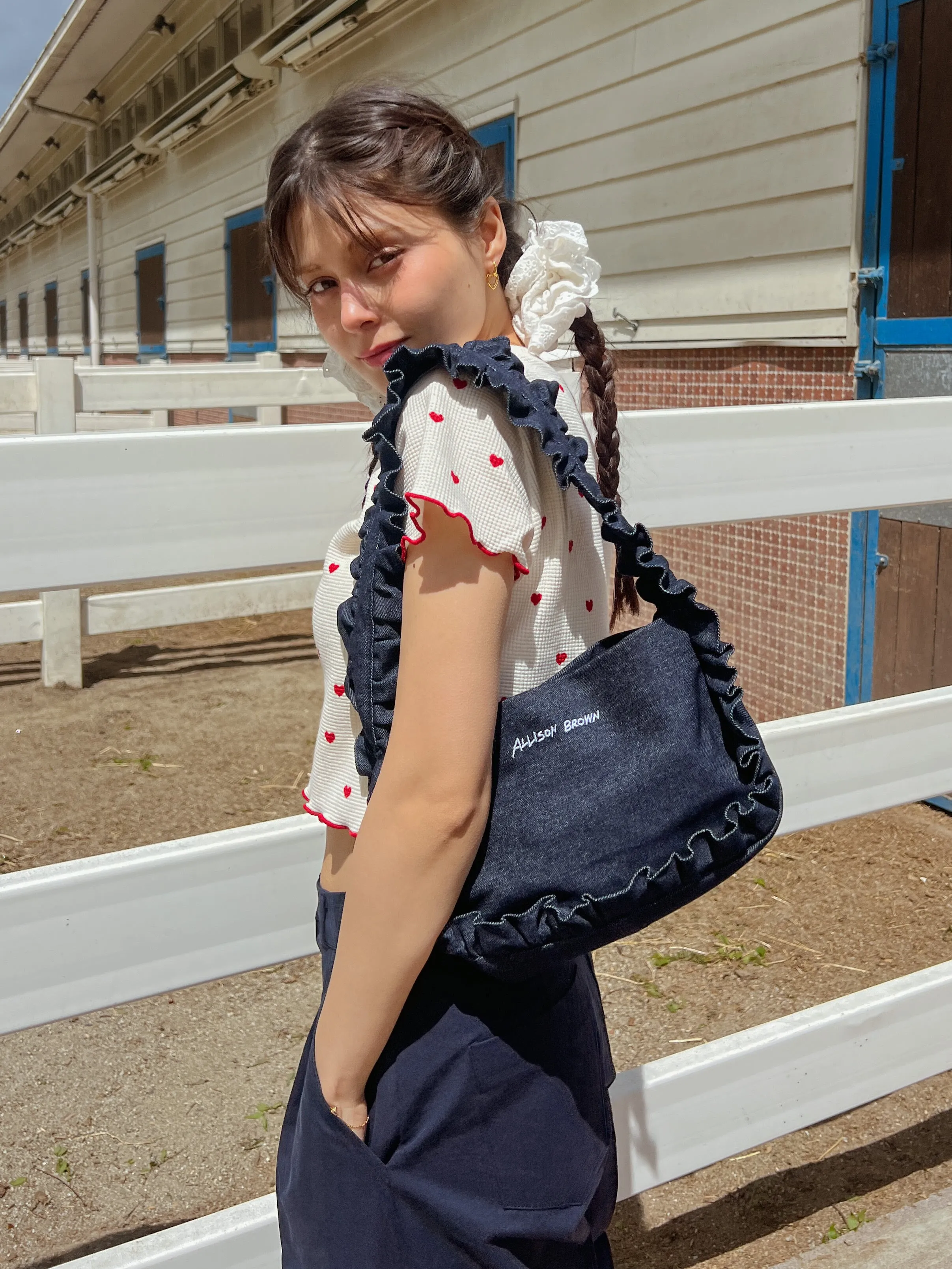 Cutesy Frill Denim Bag