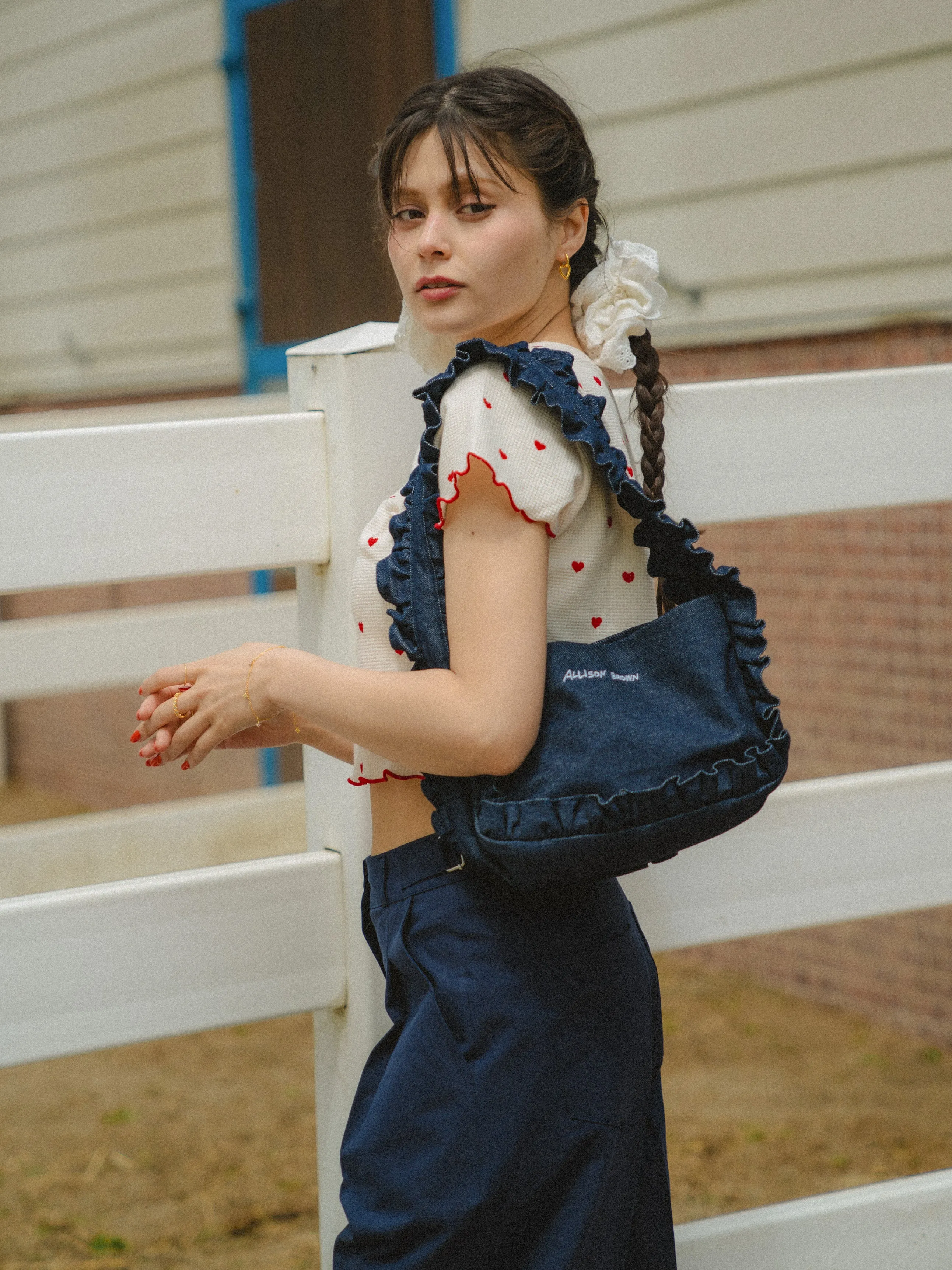 Cutesy Frill Denim Bag