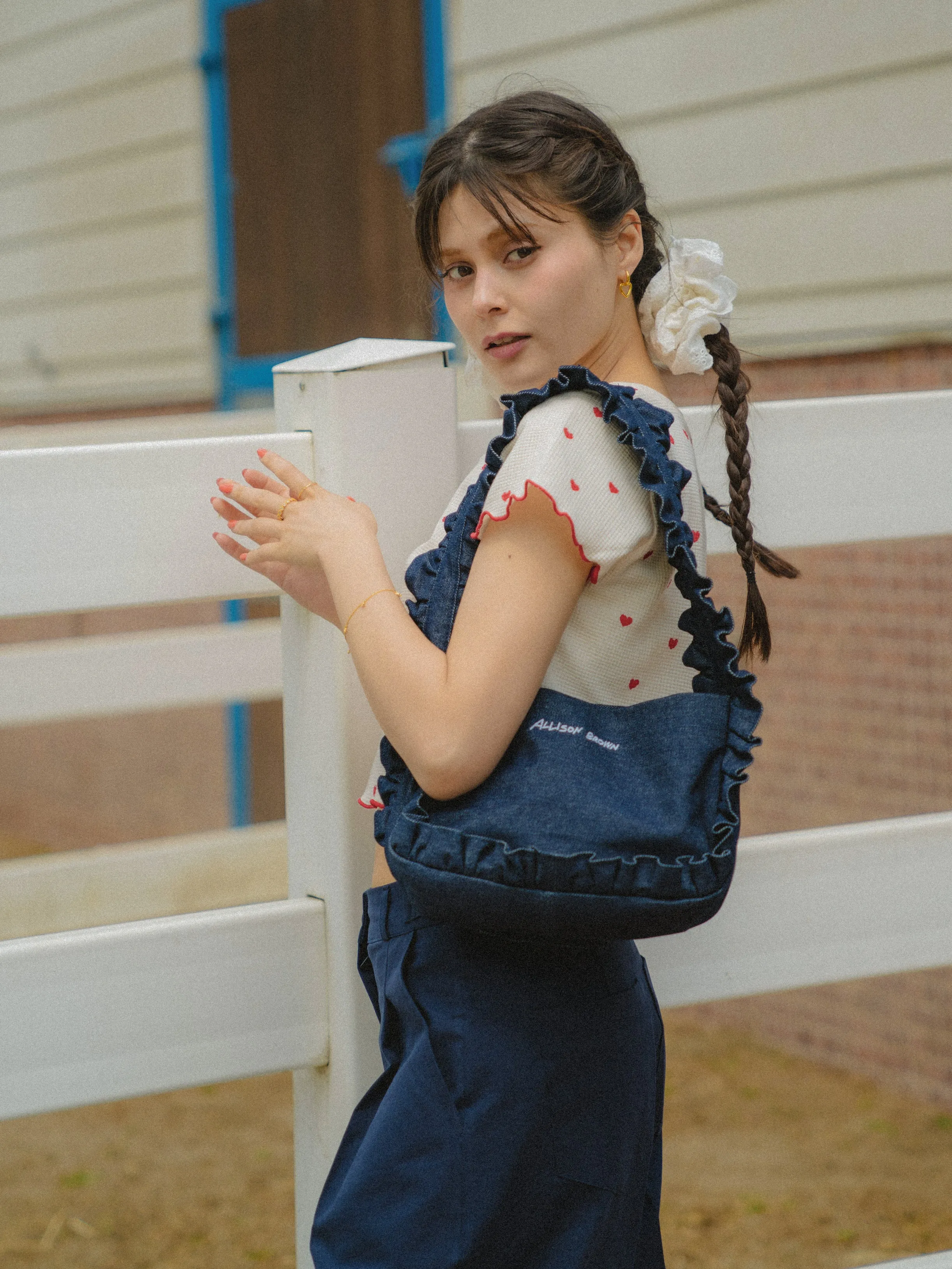 Cutesy Frill Denim Bag