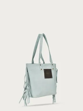 D1306 - WHITE PURSE WITH ZIPPER AND SIDE FRINGE