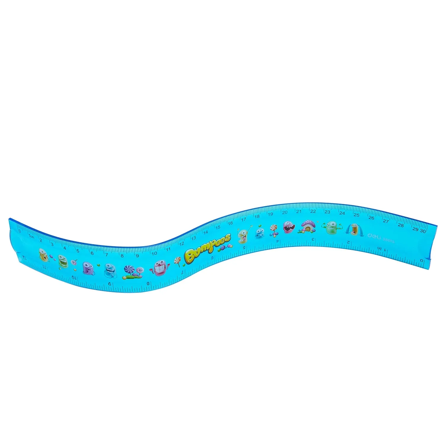 Deli Printed EcoPVC Flexible Ruler 30cm Translu. Blue