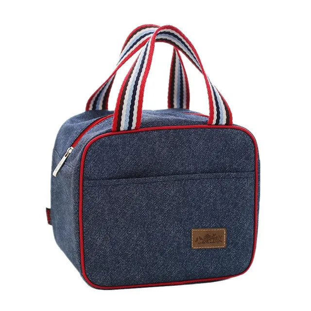 Denim Lunch Bag Kid Bento Box Insulated Pack Picnic Drink Food Thermal Ice Cooler Leisure Accessories Supplies Product