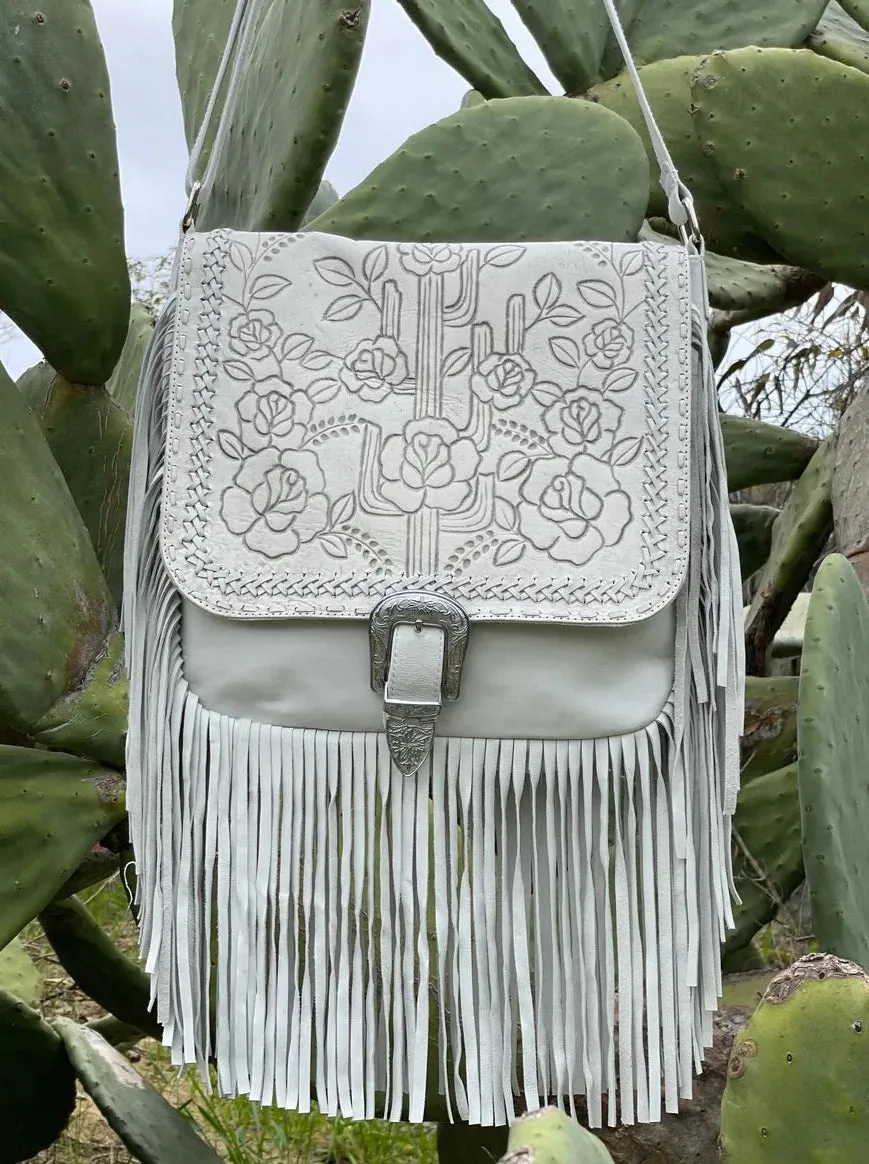 DESERT ROSE FRINGE BAG VINTAGE WHITE