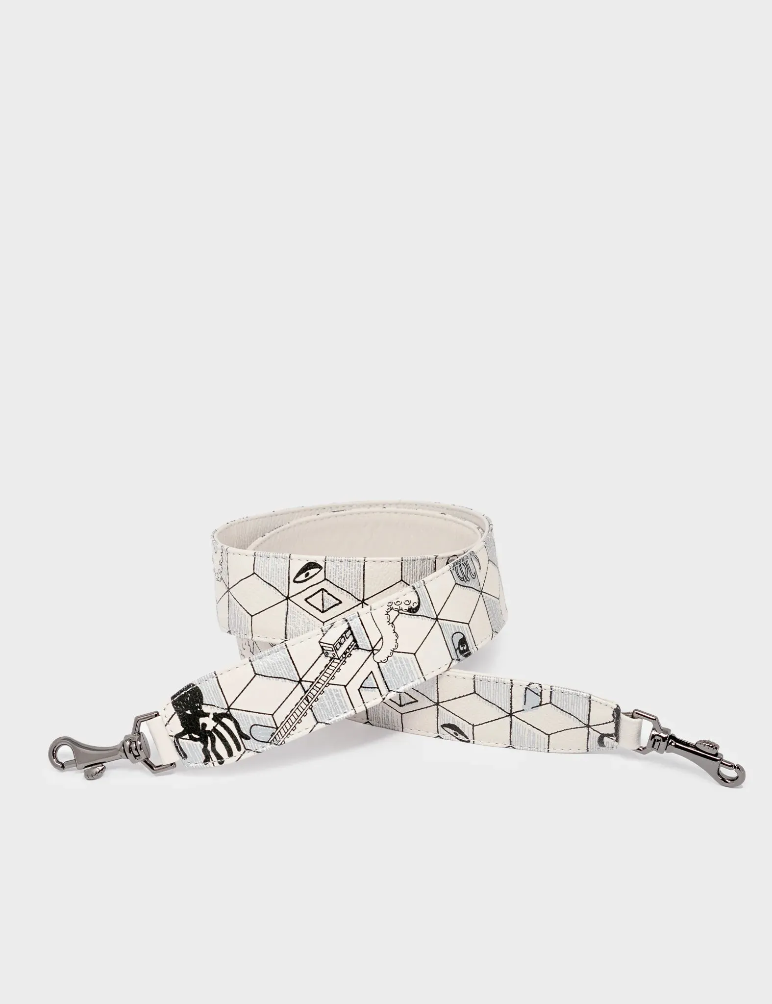 Detachable Cream Leather Shoulder Strap - Octomaze Print