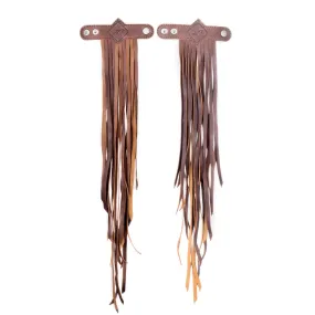 DIAMANTE FRINGE TASSEL - CAFE LEATHER - SET OF 2