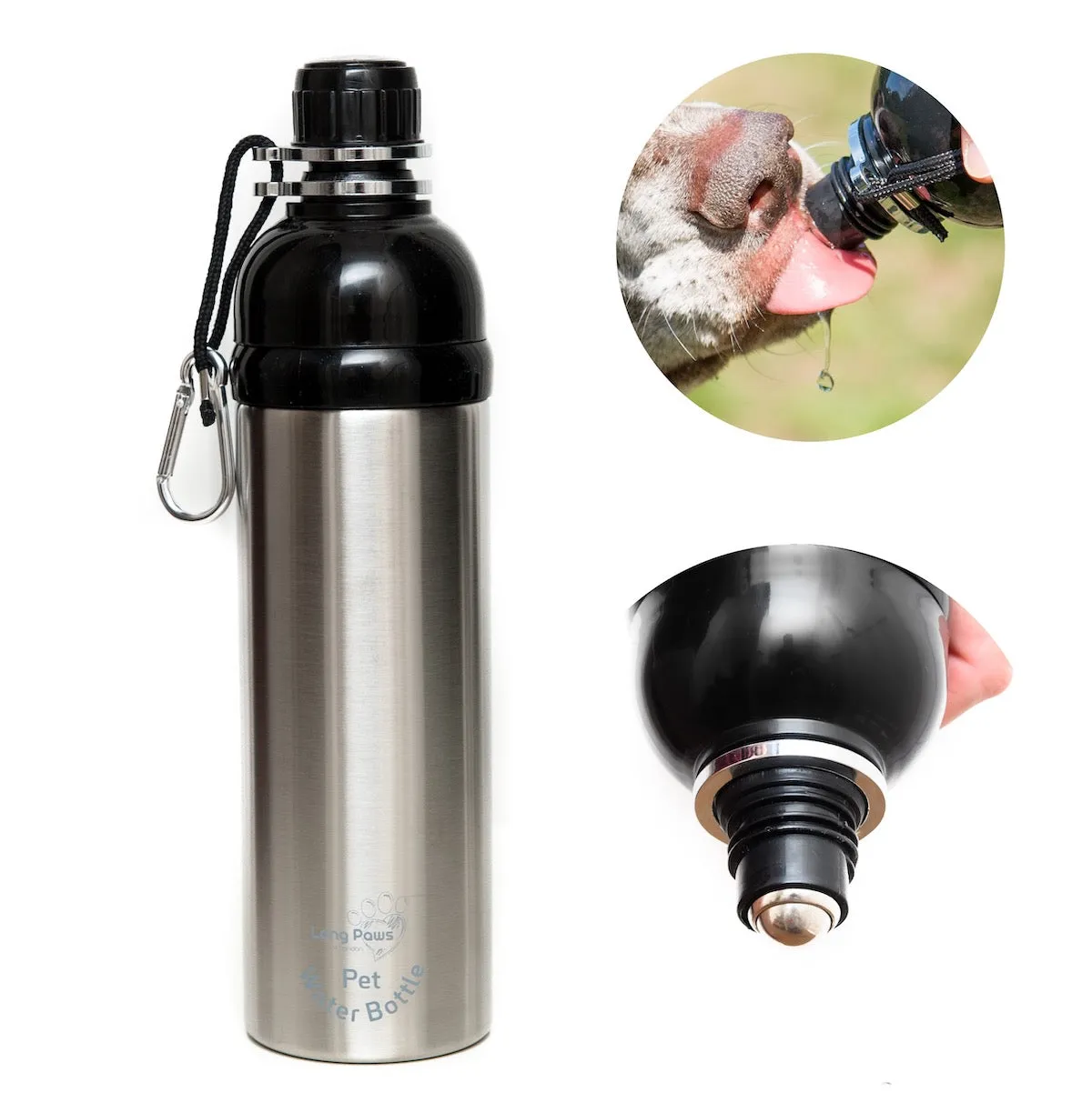 Dog Water Bottle, Lick 'n Flow, Silver