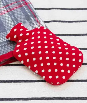 Dottie - Red & Natural Combed Cotton Hot Water Bottle Cover