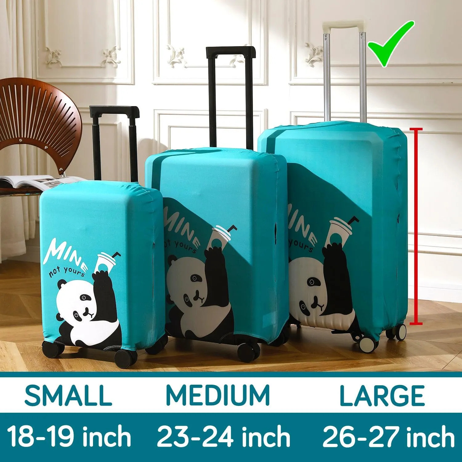 Durable 180 GSM Suitcase Covers S/M/L -Size for Trolley Suitcase, Blue Playful Panda