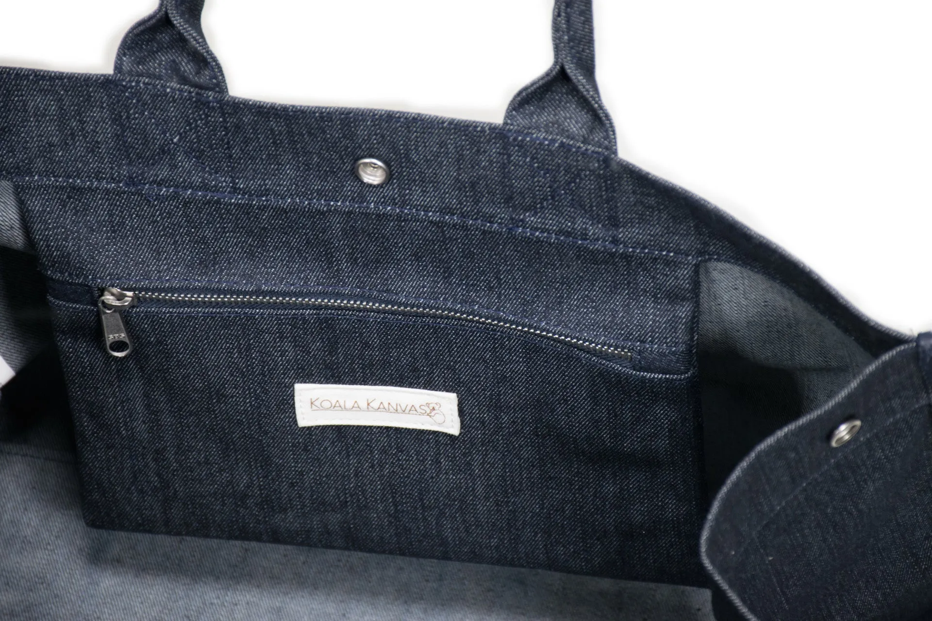 East-West Bag: Denim with Navy/Royal Blue Color Stripe