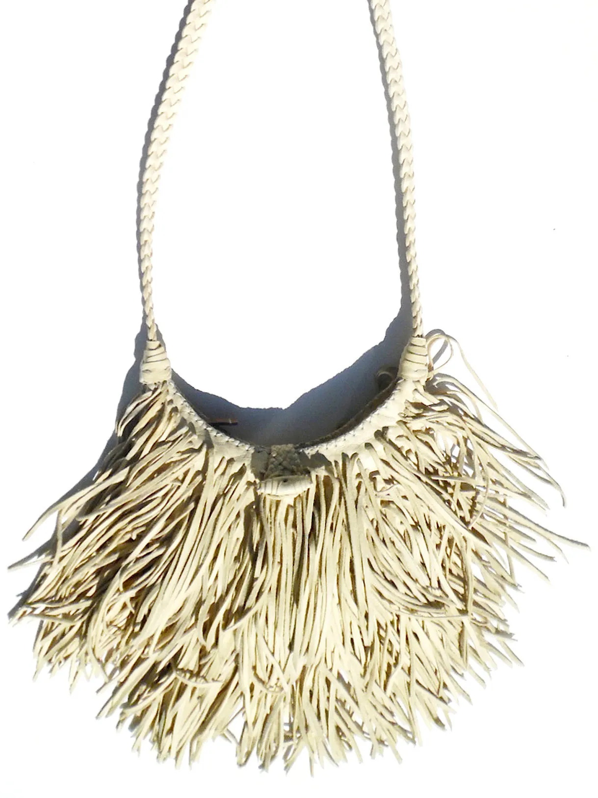 El Fleco Crossbody Fringe Bag Vanilla