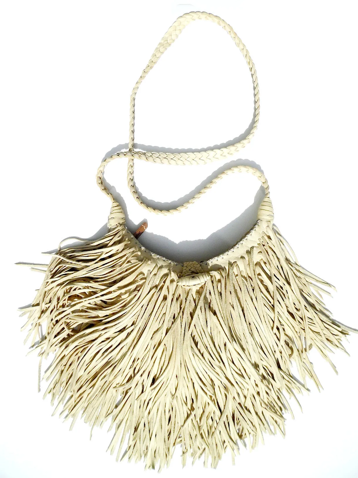 El Fleco Crossbody Fringe Bag Vanilla