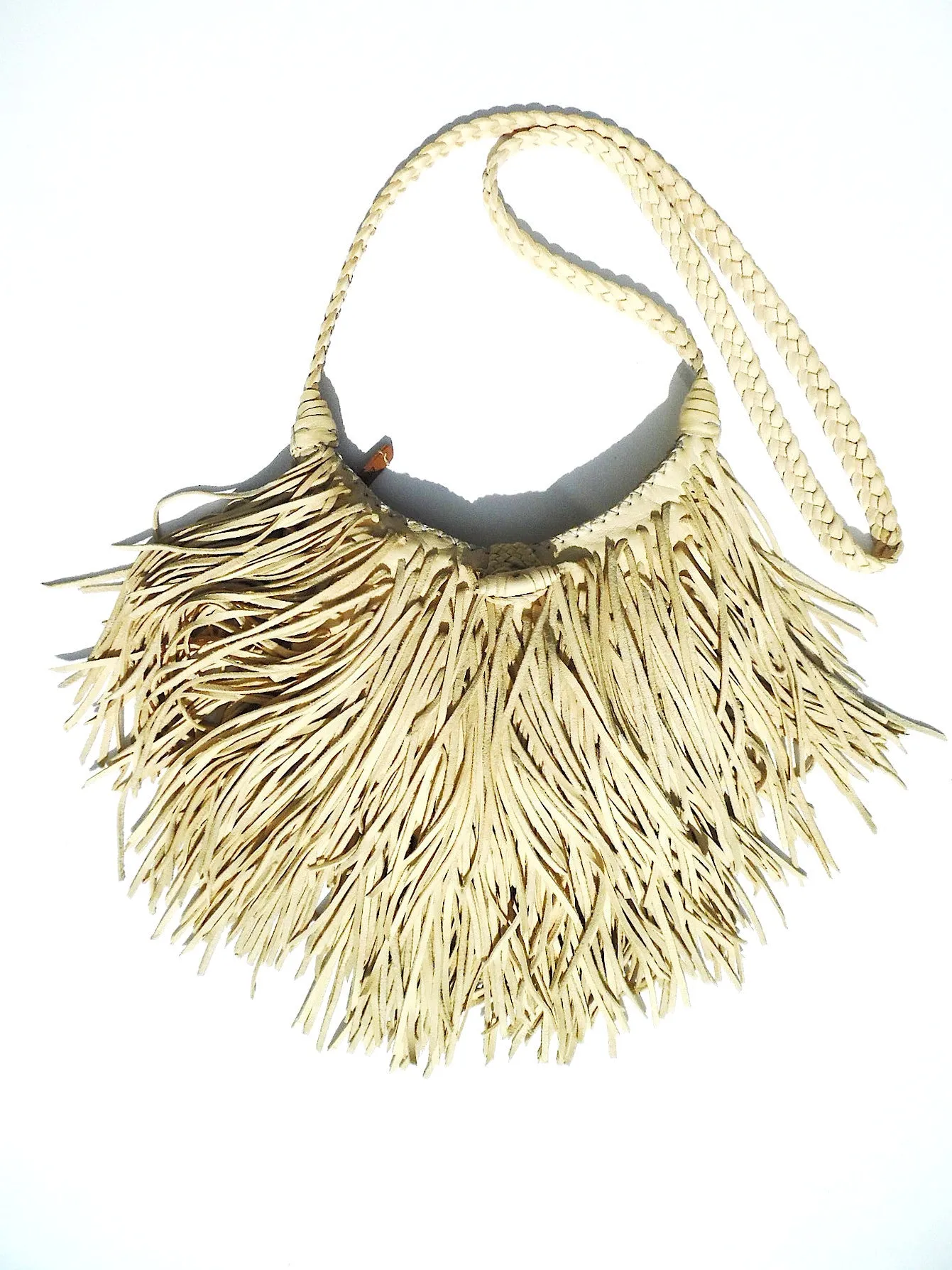 El Fleco Crossbody Fringe Bag Vanilla