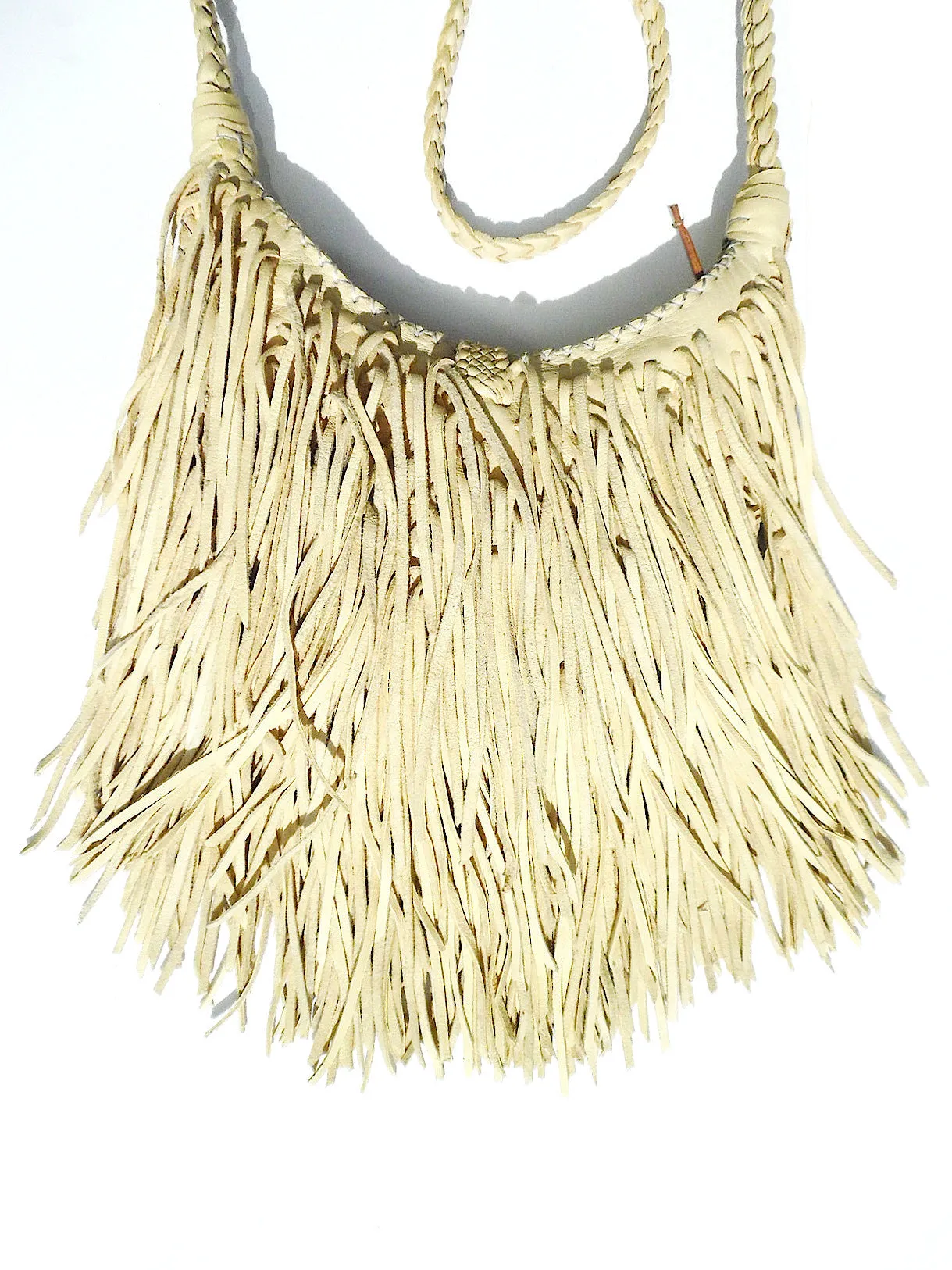 El Fleco Crossbody Fringe Bag Vanilla