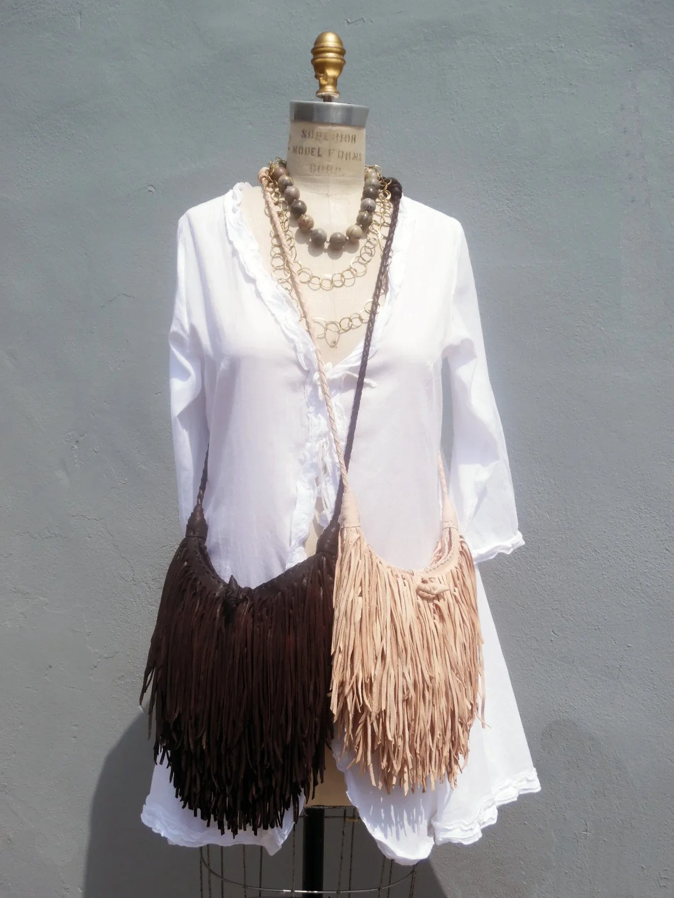 El Fleco Crossbody Fringe Bag Vanilla