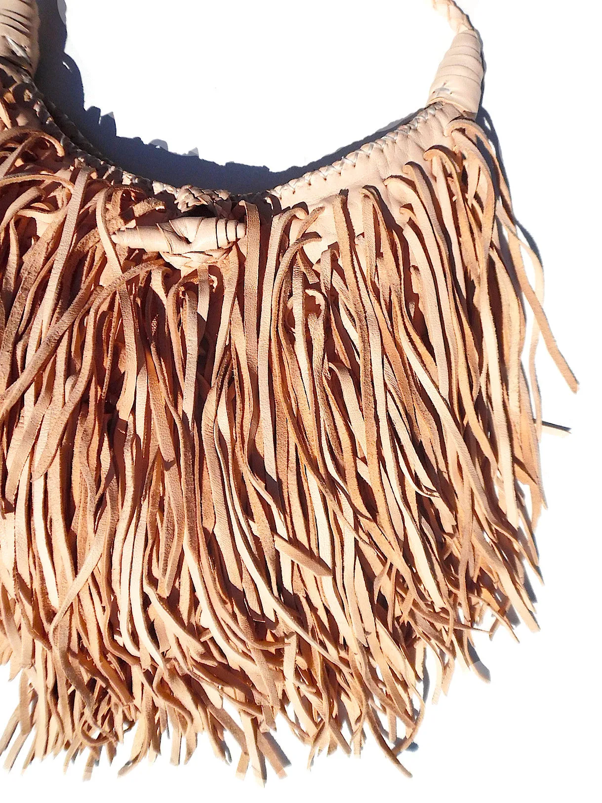 El Fleco Crossbody Fringe Bag Vanilla