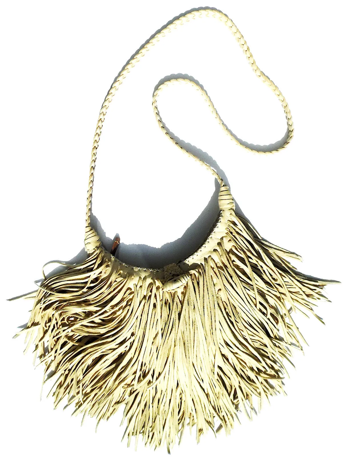 El Fleco Crossbody Fringe Bag Vanilla