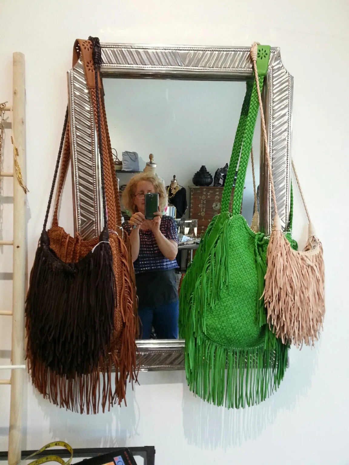 El Fleco Crossbody Fringe Bag Vanilla