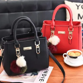 Elegant Crossbody Bag Chic Small Handbag with Pompom Pendant