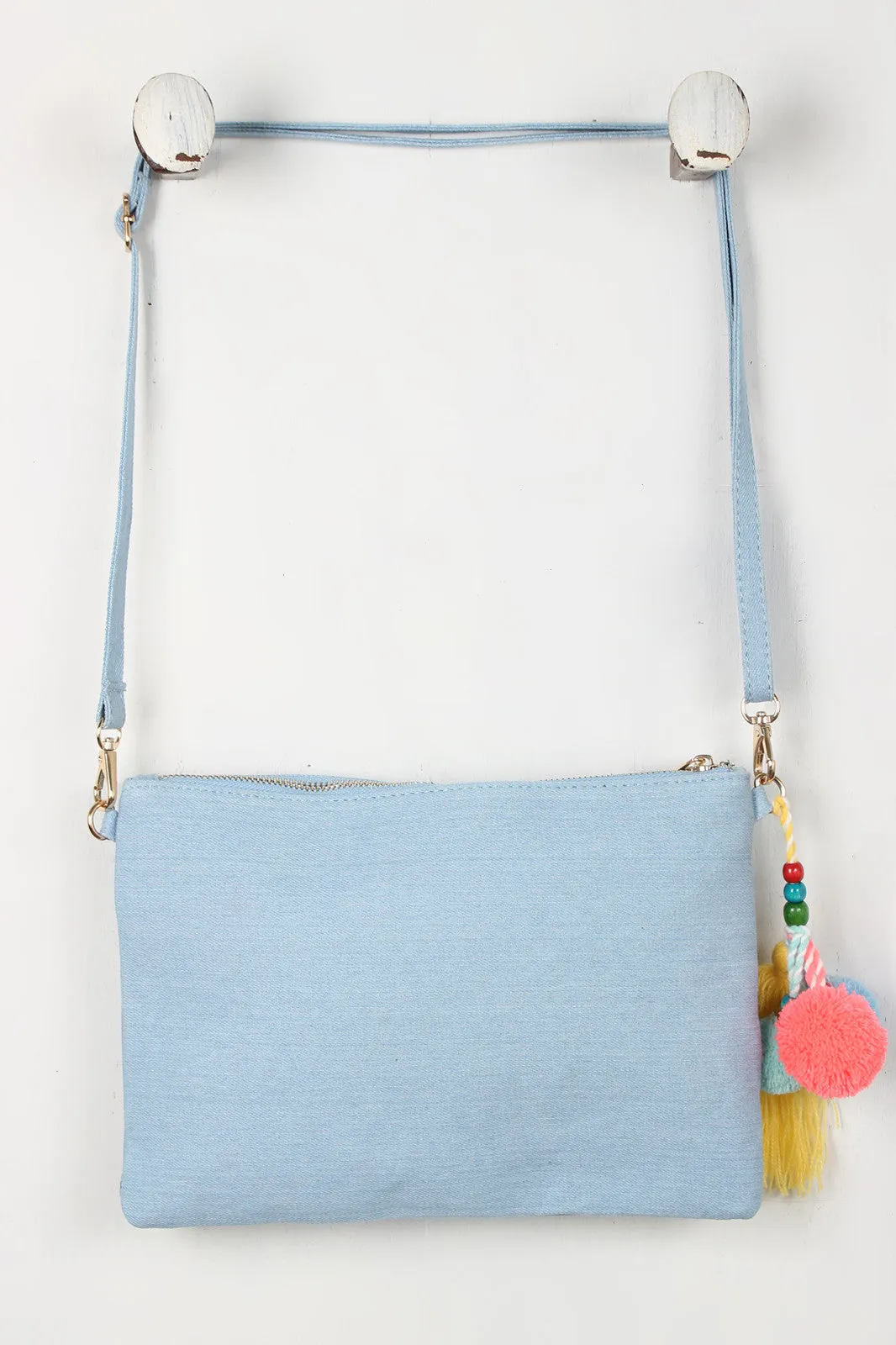 Embroidered Toucan Bird Denim Bag