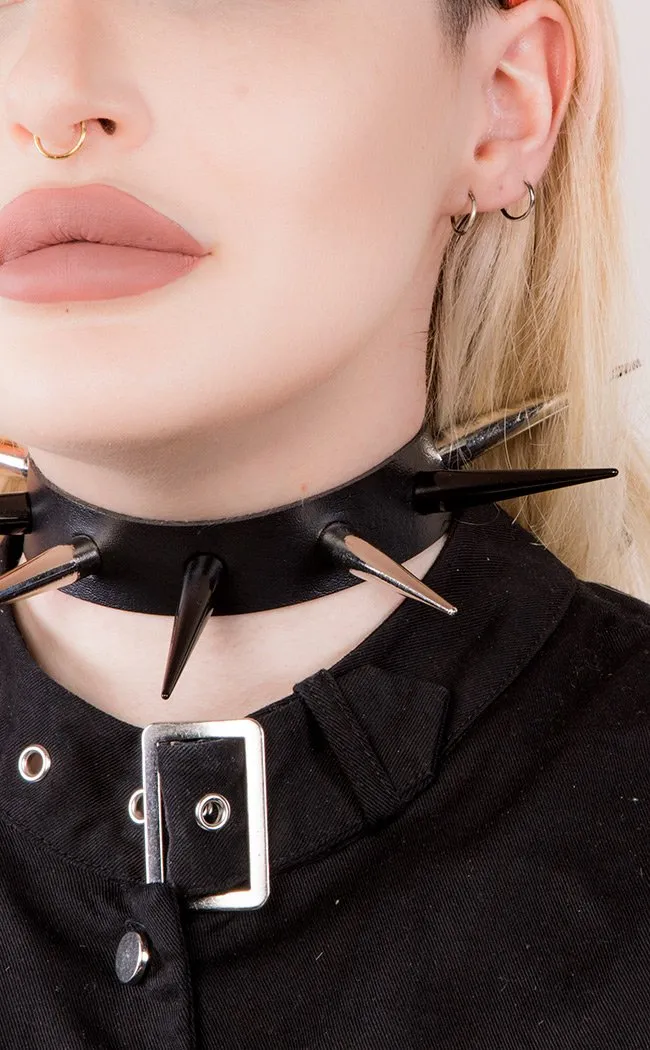 EXTRA Malevolence Spiked Choker | Monochrome