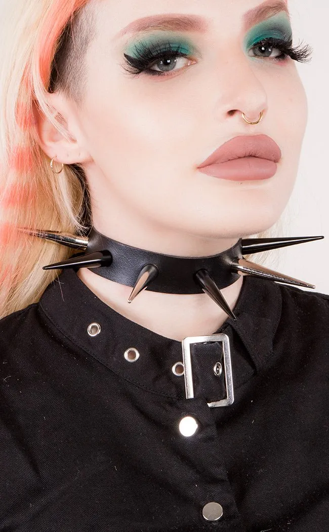 EXTRA Malevolence Spiked Choker | Monochrome