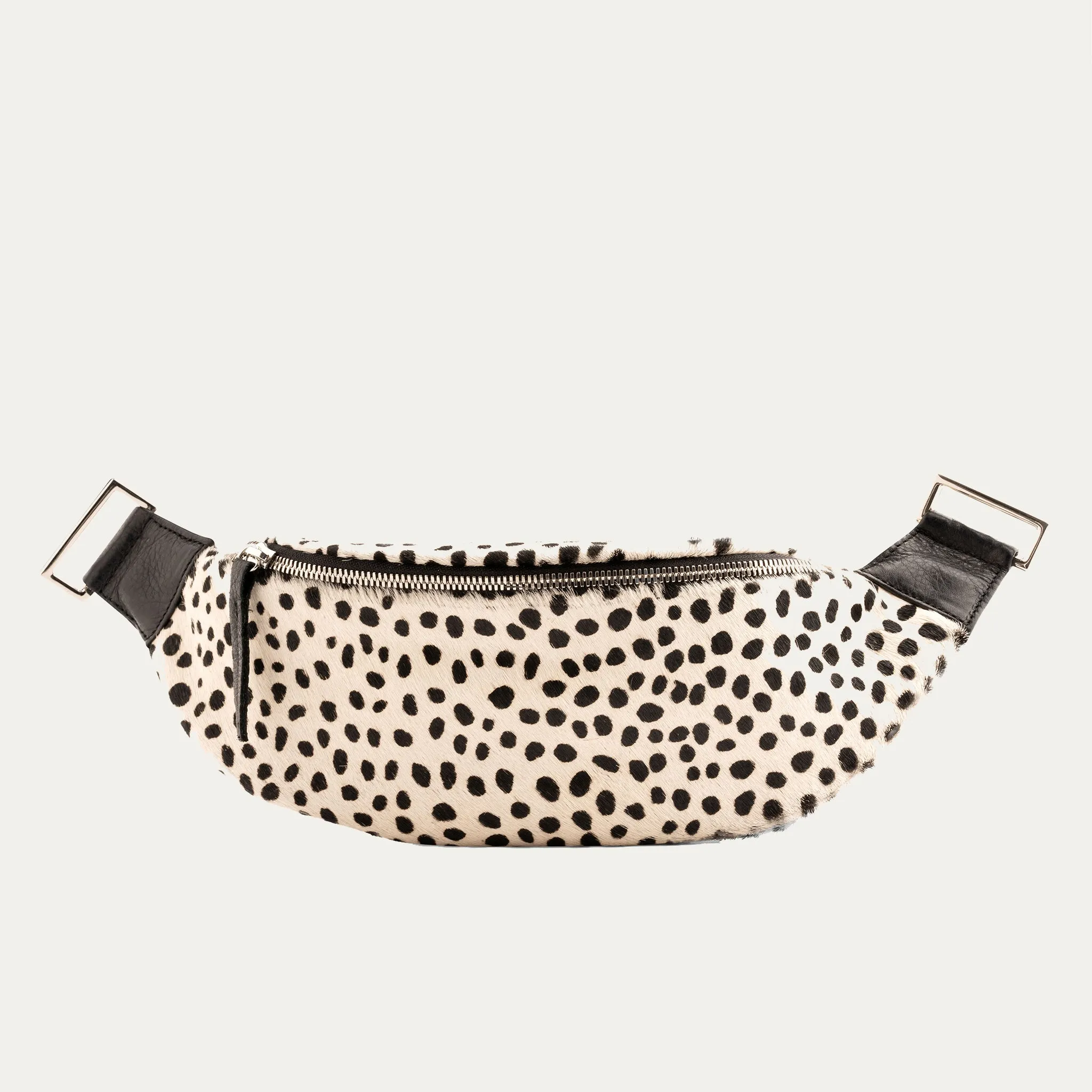 Fanny Pack   Crossbody Bag | Black   White Cheetah   Silver Hardware