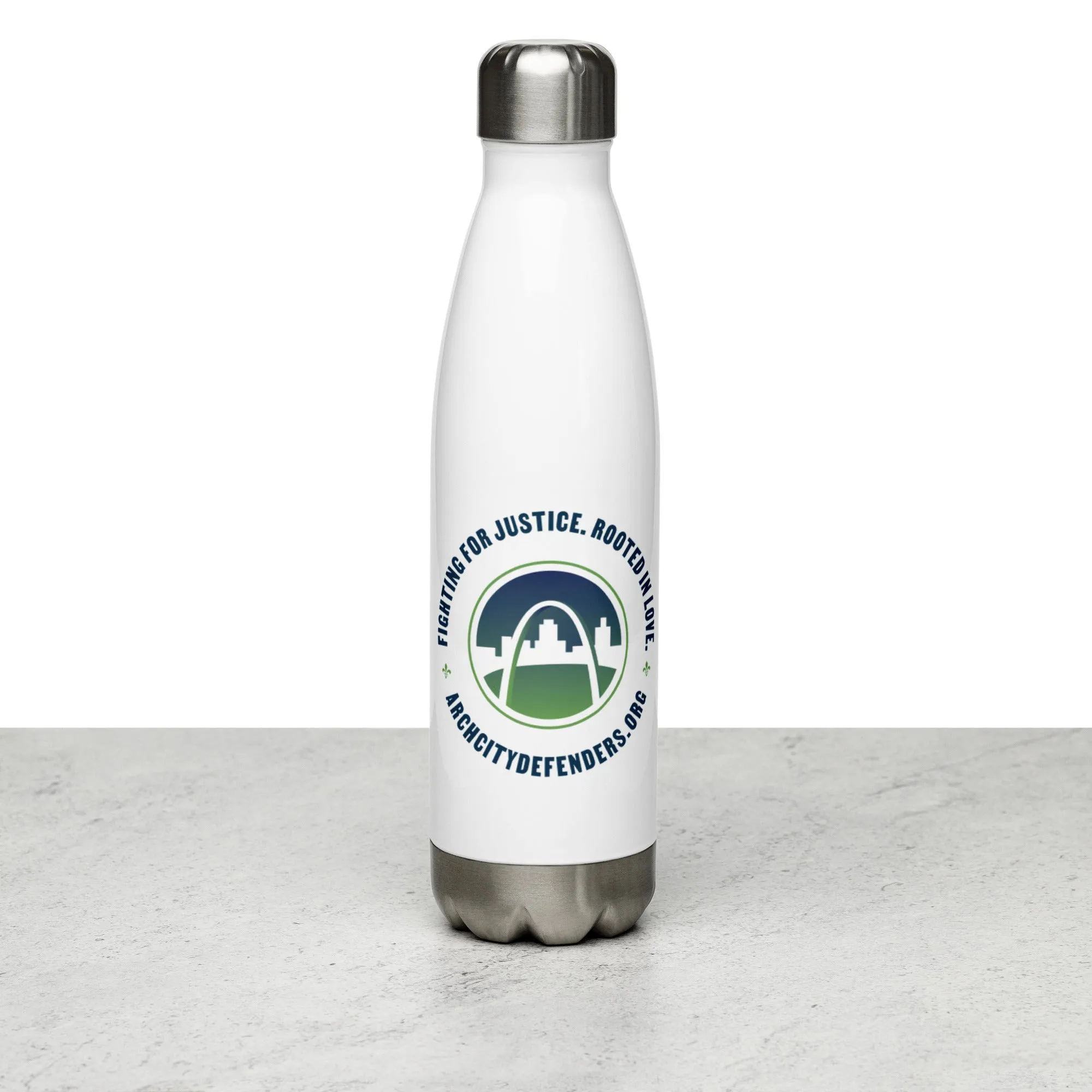 Fighting for Justice. Rooted in Love. Stainless Steel Water Bottle