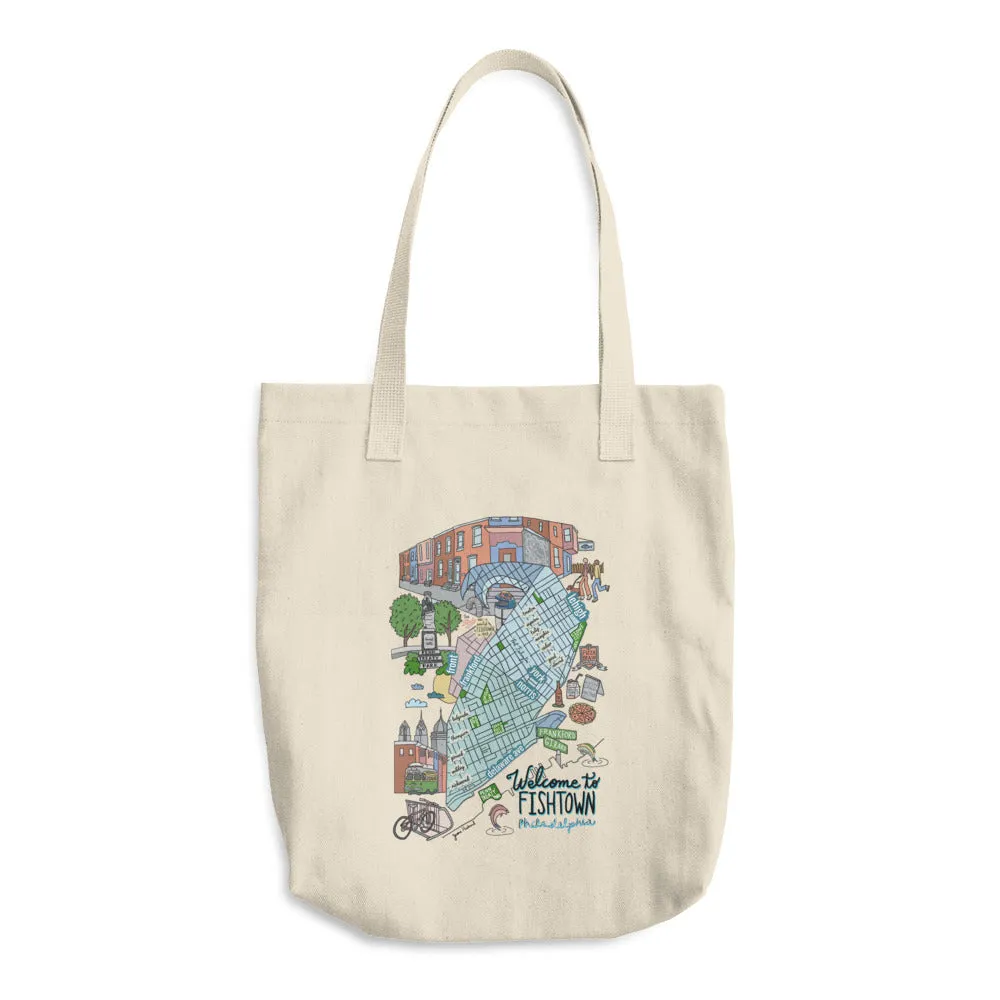 Fishtown neighborhood map Cotton Tote Bag