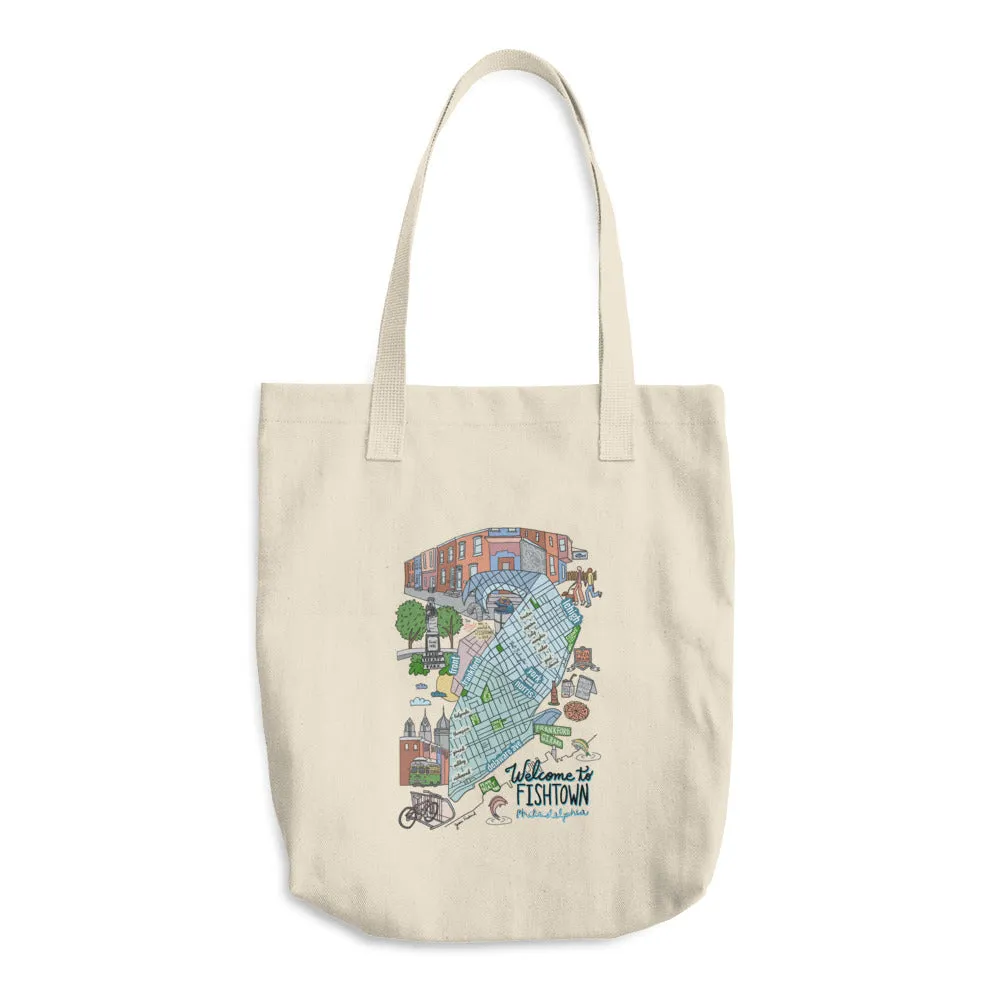 Fishtown neighborhood map Cotton Tote Bag