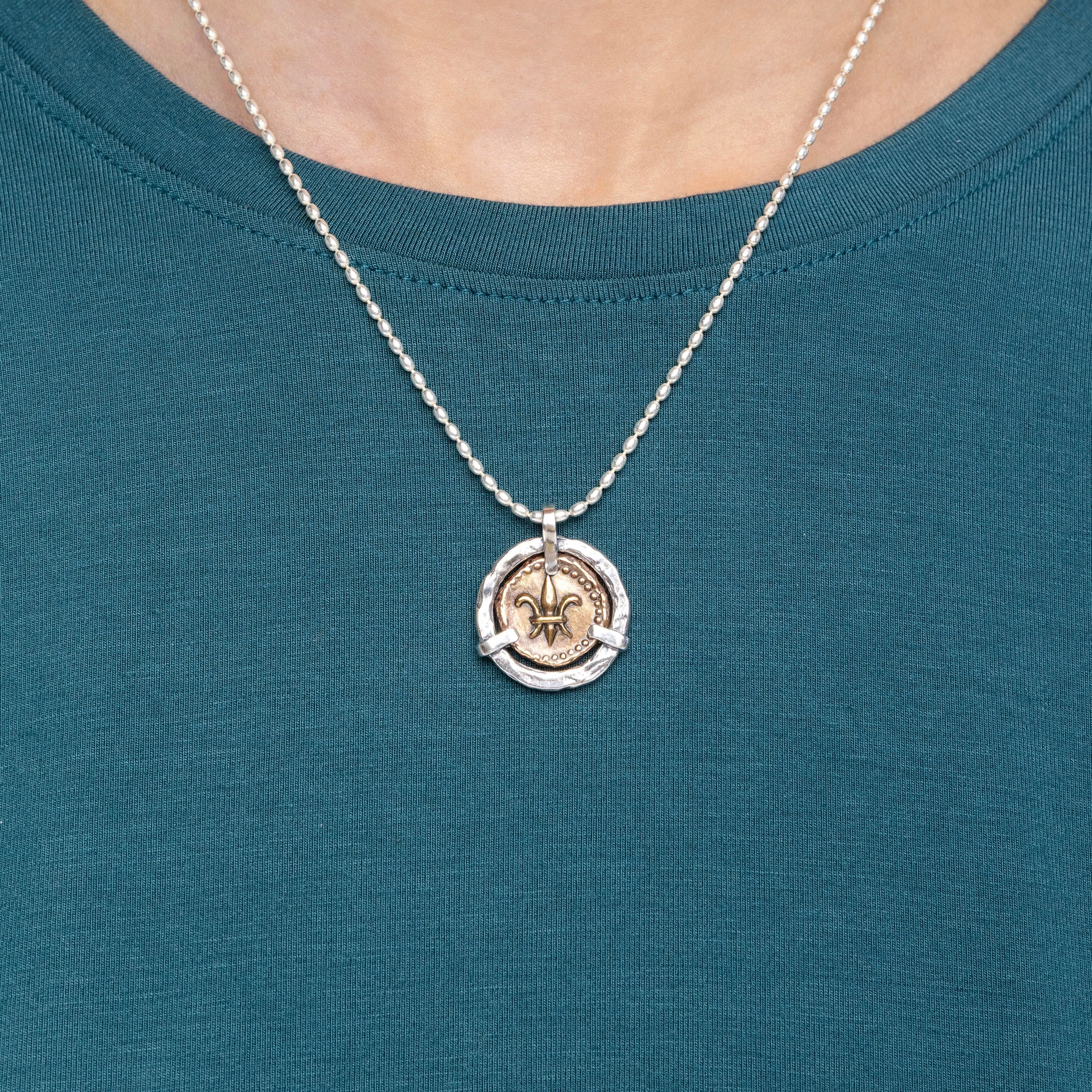 Fleur de Lis Doubloon Bezel Pendant