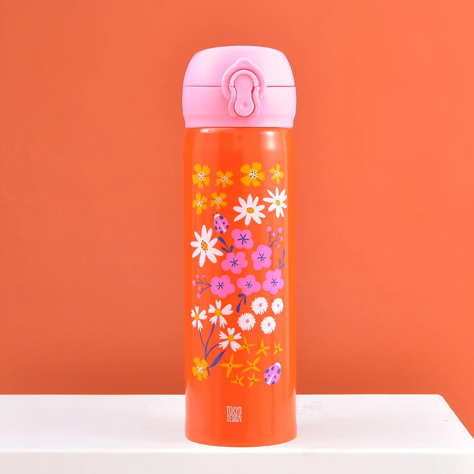 Floral Flower Stainless Steel Water Bottle.(500mL)