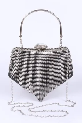 Fringe Rhinestone Box Clutch Bag