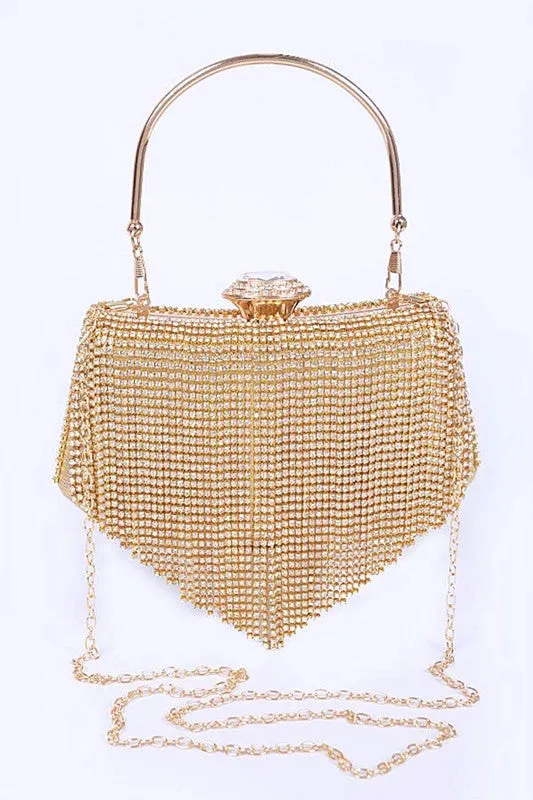 Fringe Rhinestone Box Clutch Bag