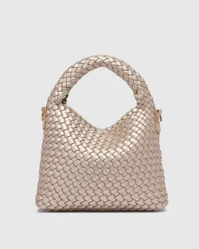 Gabby Mini Woven Shoulder Bag - Pink Champagne