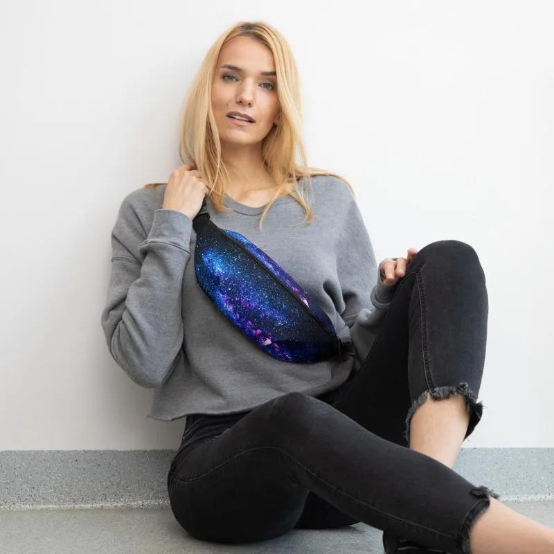 Galaxy Fanny Pack, Space Print Designer Premium Quality Belt Bag Fanny Pack Belt Bag- Made in USA