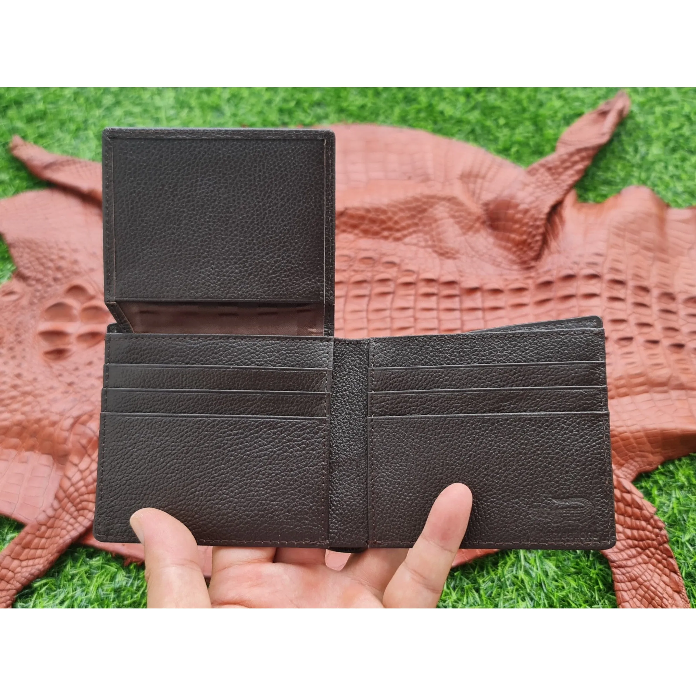 Handmade Dark Brown Alligator Belly Bifold Wallet for Men RFID Blocking | VINAM-33