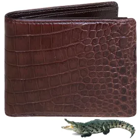 Handmade Dark Brown Alligator Belly Bifold Wallet for Men RFID Blocking | VINAM-33