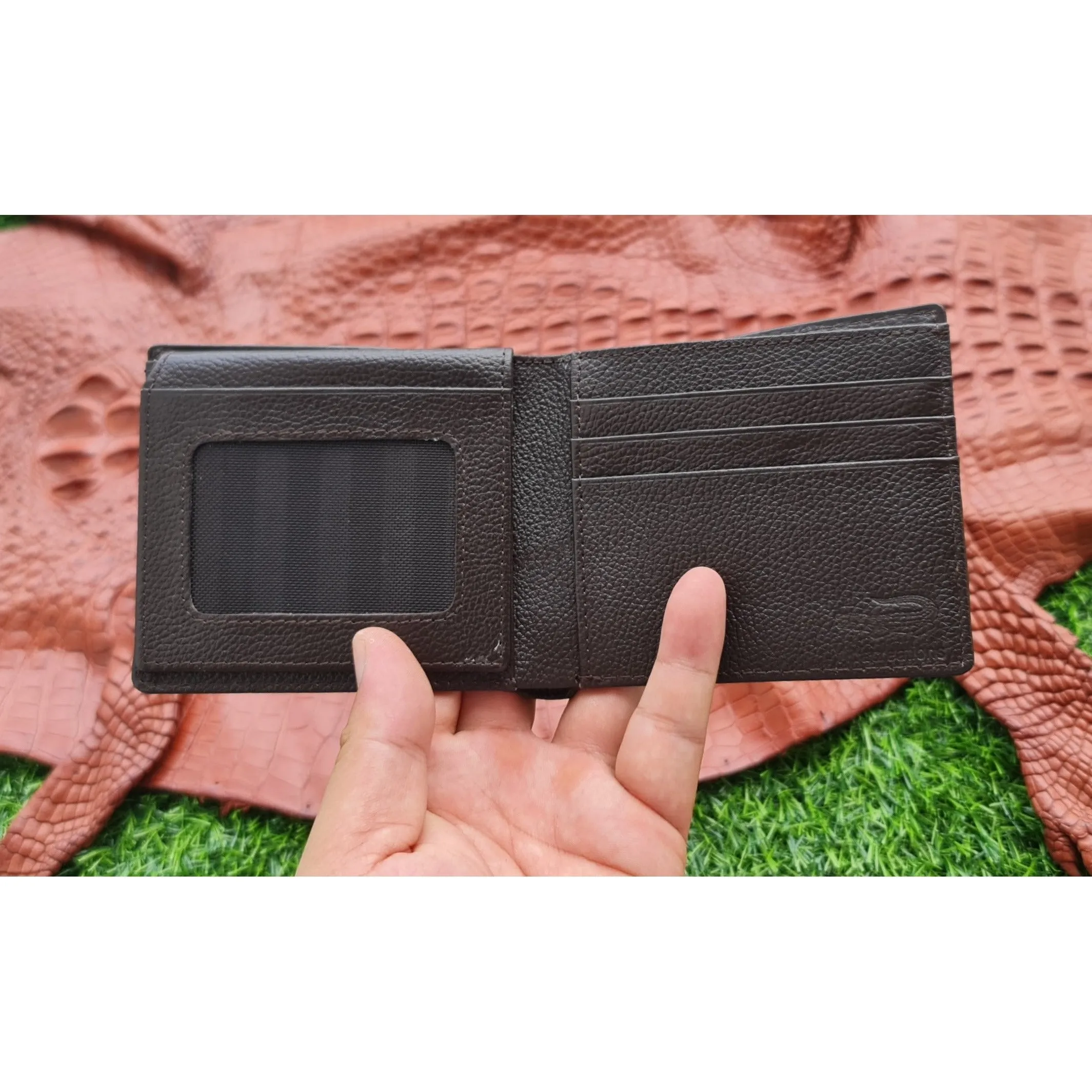 Handmade Dark Brown Alligator Belly Bifold Wallet for Men RFID Blocking | VINAM-33