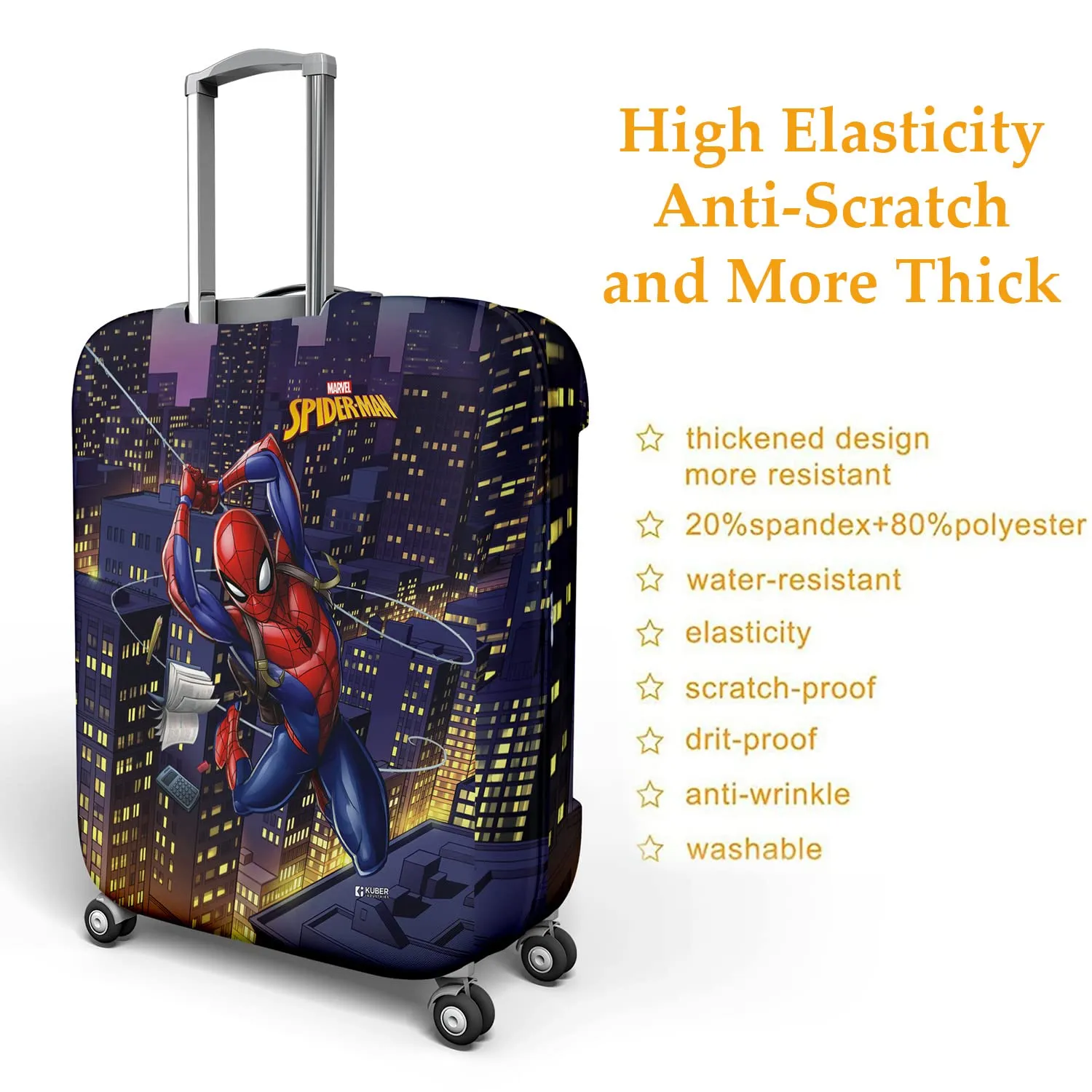 Heart Home Marvel Spiderman Luggage Cover | Polyester Travel Suitcase Cover | Washable | Stretchable Suitcase Cover | 18-22 Inch-Small | 22-26 Inch-Medium | Pack of 2 | Multicolor