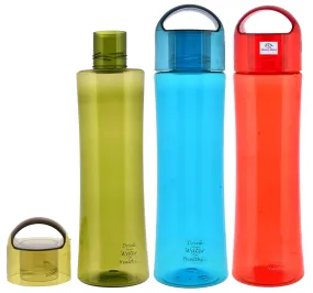 Heart Home Plastic Water Bottle- 1 Litre, Pack of 3 (Red & Blue & Green)