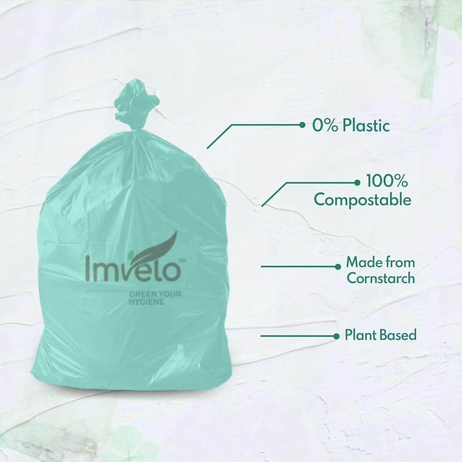 Imvelo 100% Compostable Garbage Bag for Dustbin | 14 Bags | 30 X 37 Inches (X-Large) | Dustbin/Trash Bag with 0% Plastic - Extra thick | Biodegradable (Pack of 2)