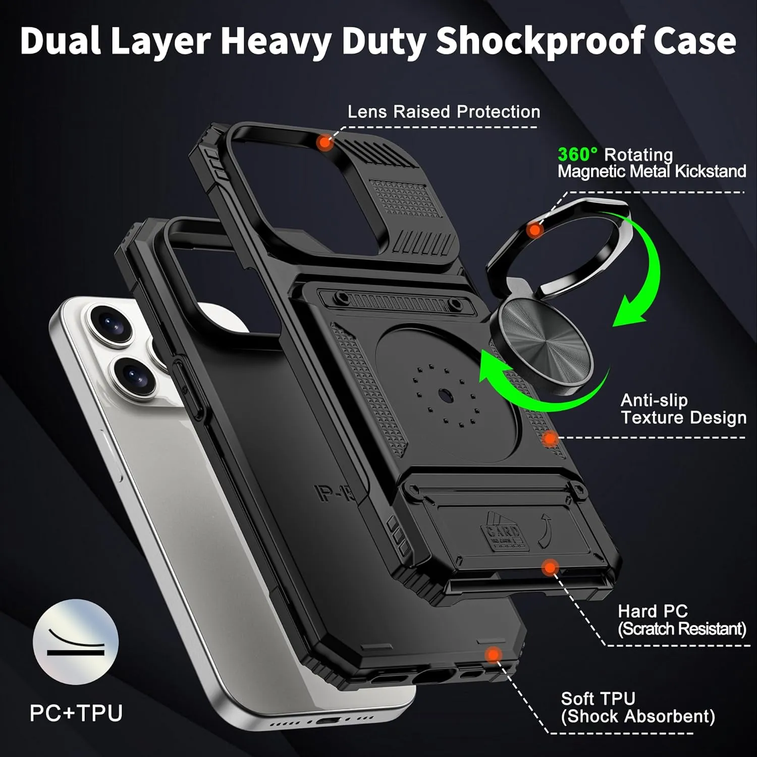 iPhone 15 Pro Max Case Wallet Card Holder Protection Wallet Phone Case