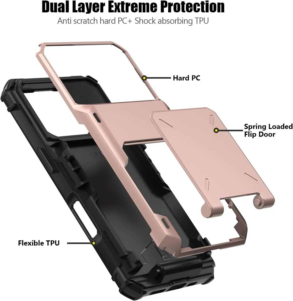 iPhone 16 Pro Case Card Holder Dual Layer Heavy Duty Protective Shockproof Hidden Card Slot Slim