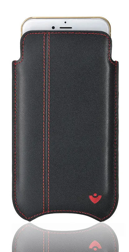 iPhone 8 Plus | 7 Plus Wallet Case in Black Leather | Screen Cleaning Sanitizing Lining.