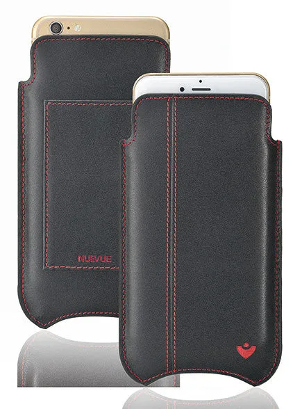 iPhone 8 Plus | 7 Plus Wallet Case in Black Leather | Screen Cleaning Sanitizing Lining.