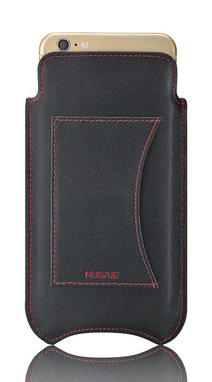 iPhone 8 Plus | 7 Plus Wallet Case in Black Leather | Screen Cleaning Sanitizing Lining.