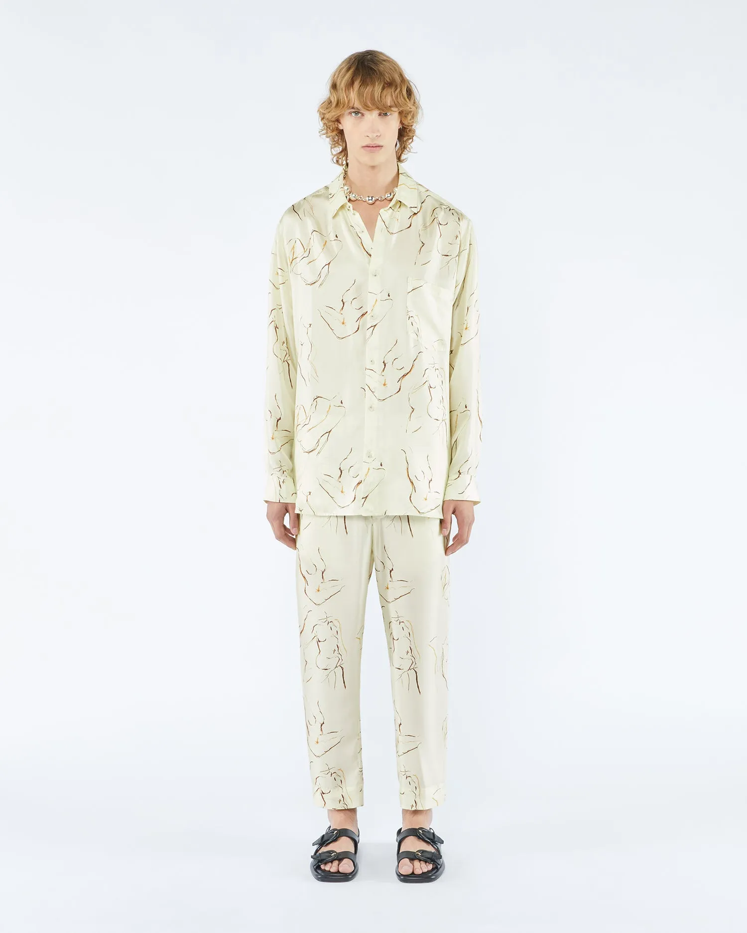 Jari - Sale Twill Silk Shirt - Line Drawing Small Scale