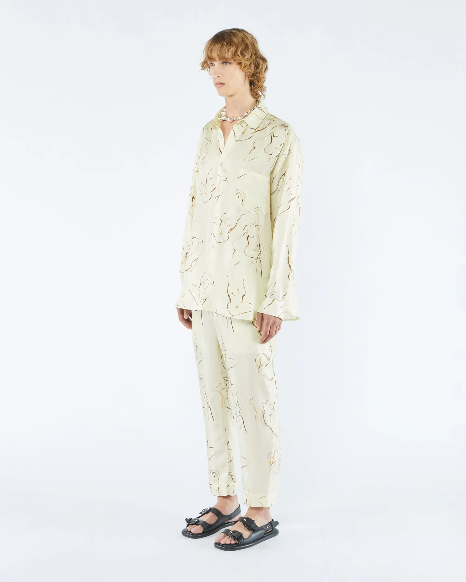 Jari - Sale Twill Silk Shirt - Line Drawing Small Scale